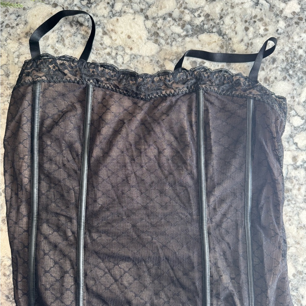Torrid Black Lace Mesh Overlay Chemise